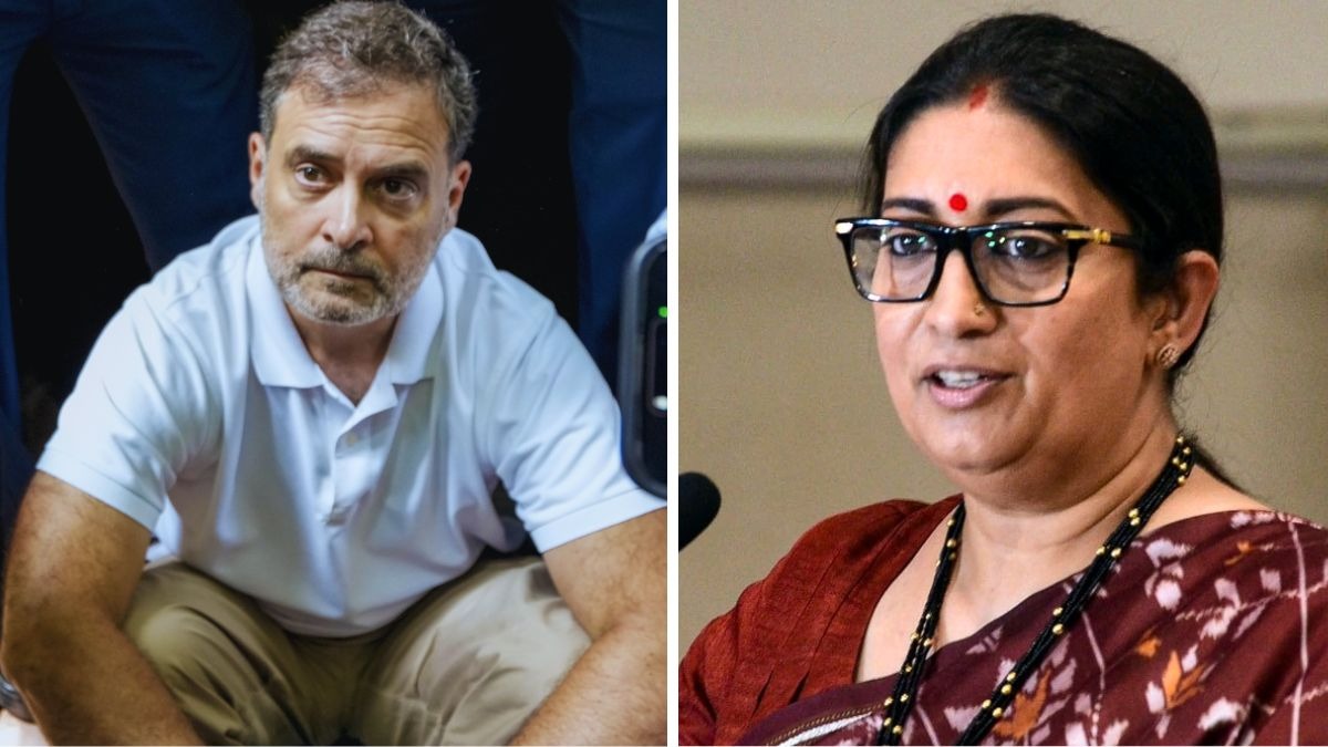 स्मृति ईरानी ने कहा कि वंदे मातरम् के मुद्दे पर कांग्रेस चक्रव्यूह में फंस चुकी है (Photo- PTI)