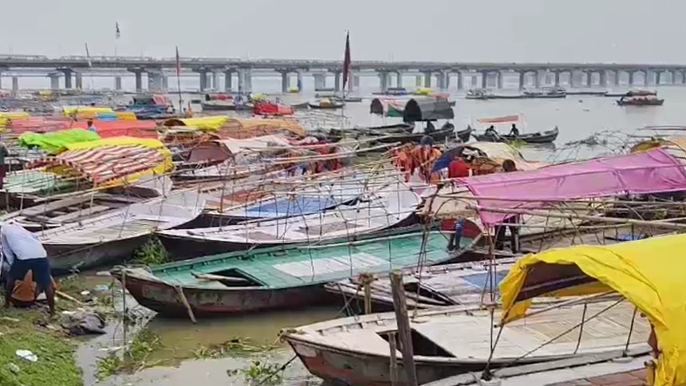 प्रयागराज में लगातार बढ़ रहा गंगा-यमुना का जलस्तर. (Photo: Screengrabs)