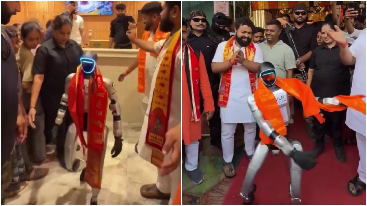 Humanoid robot grooves at Ujjain sandwich shop inauguration, people cheer it on