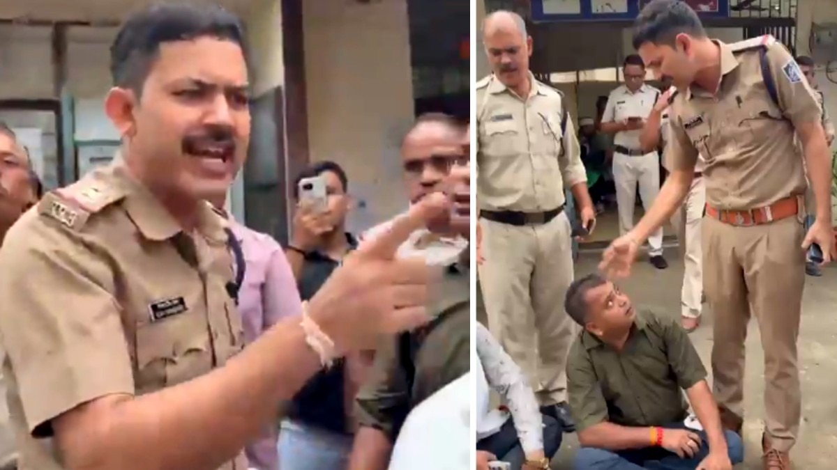 बीजेपी नेता और थाना प्रभारी आमने-सामने.(Photo:Screengrab)