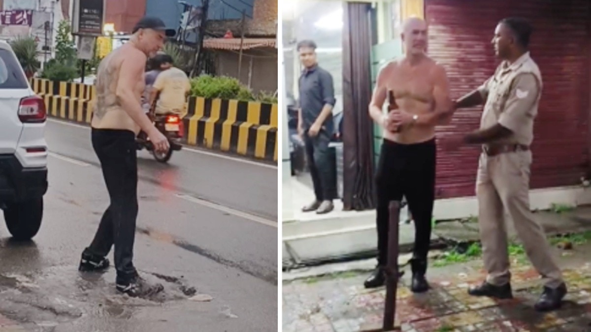 बरेली की सड़क पर घंटों चला विदेशी युवक का हंगामा.(Photo:Screebgrab)