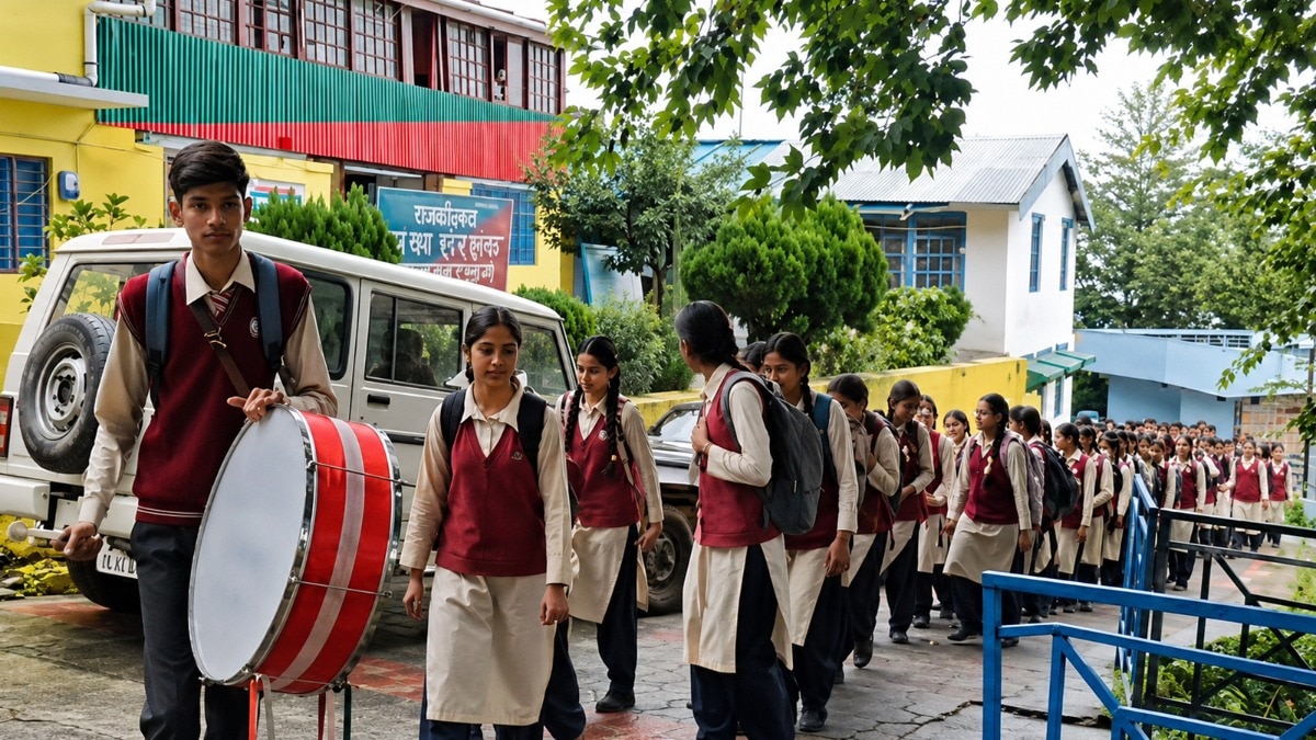 पौड़ी: 1 साल तक नहीं सुने अफ़सर, तो बच्चों ने ढोल बजाकर जगाया वन विभाग! (Screengrab by ANI video)