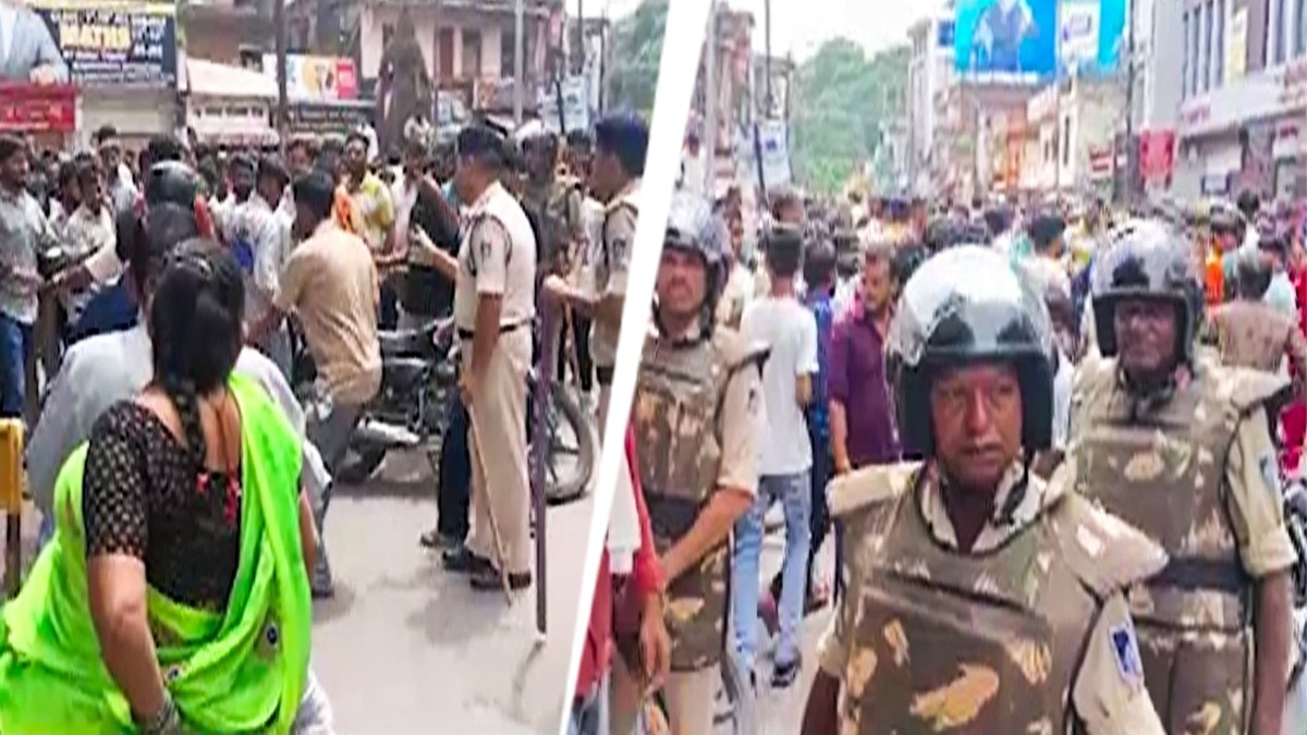 हत्यारों की गिरफ्तारी की मांग को लेकर बहोड़ापुर चौराहे पर चक्काजाम. (Photo: Screengrab)