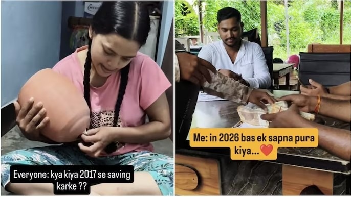 UP woman breaks open piggy bank UP woman breaks open piggy bank 