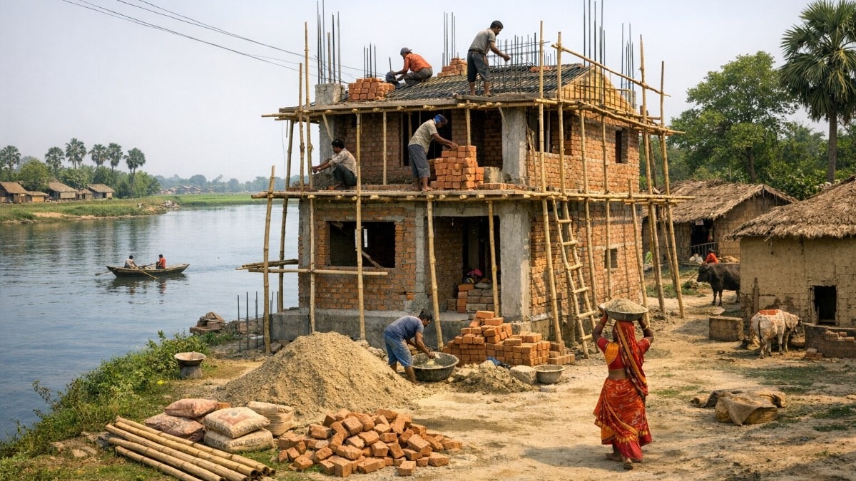 बाढ़ और भूकंप में भी टिके रहेंगे ऐसे घर (Photo - AI Generated)