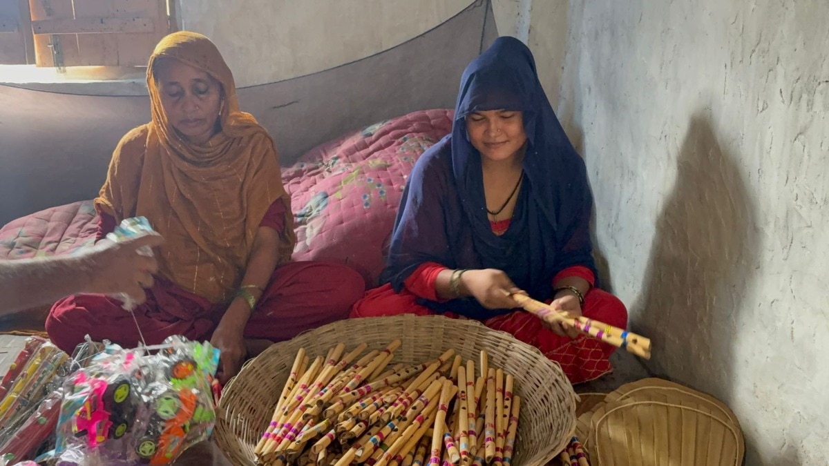 CM योजना से महिलाओं ने कारोबार में लगाया पैसा.(Photo: Manibhushan Sharma/ITG)