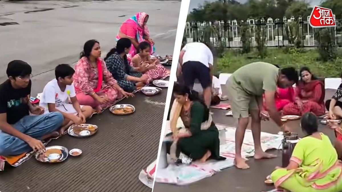 परिवार ने हाईवे के रेस्ट एरिया में बैठकर खाया था खाना. (Photo: Screengrab)