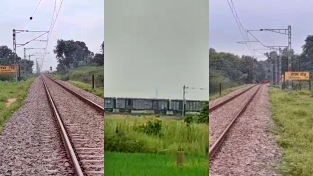 अमेठी में ट्रेन का इंजन आगे निकला, डिब्बे पीछे छूटे (Photo- Screengrab)