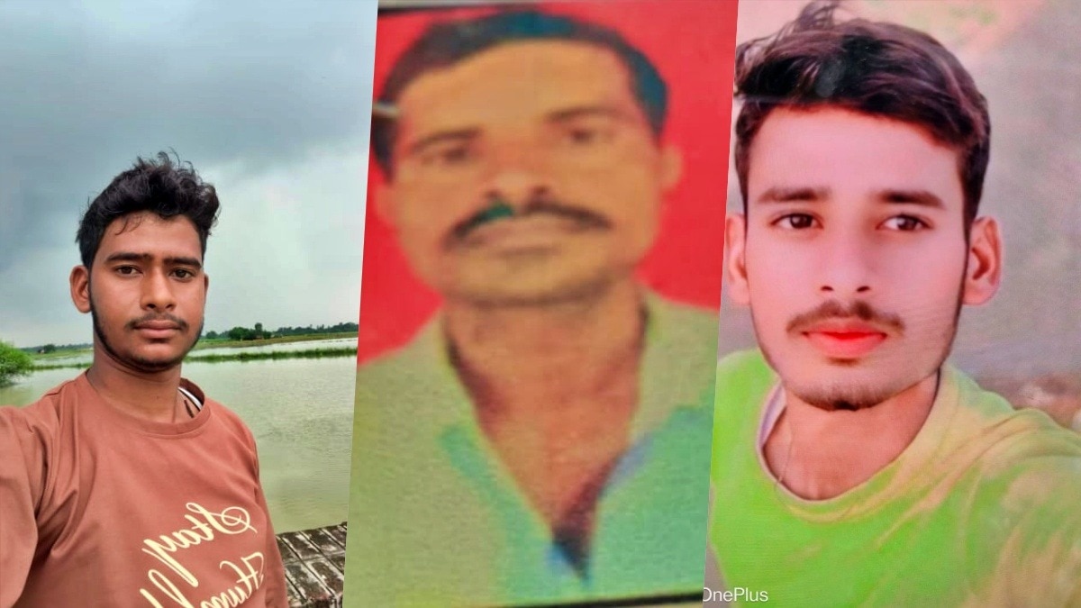 हमलावर पवन की पिटाई से मौत (बीच में)