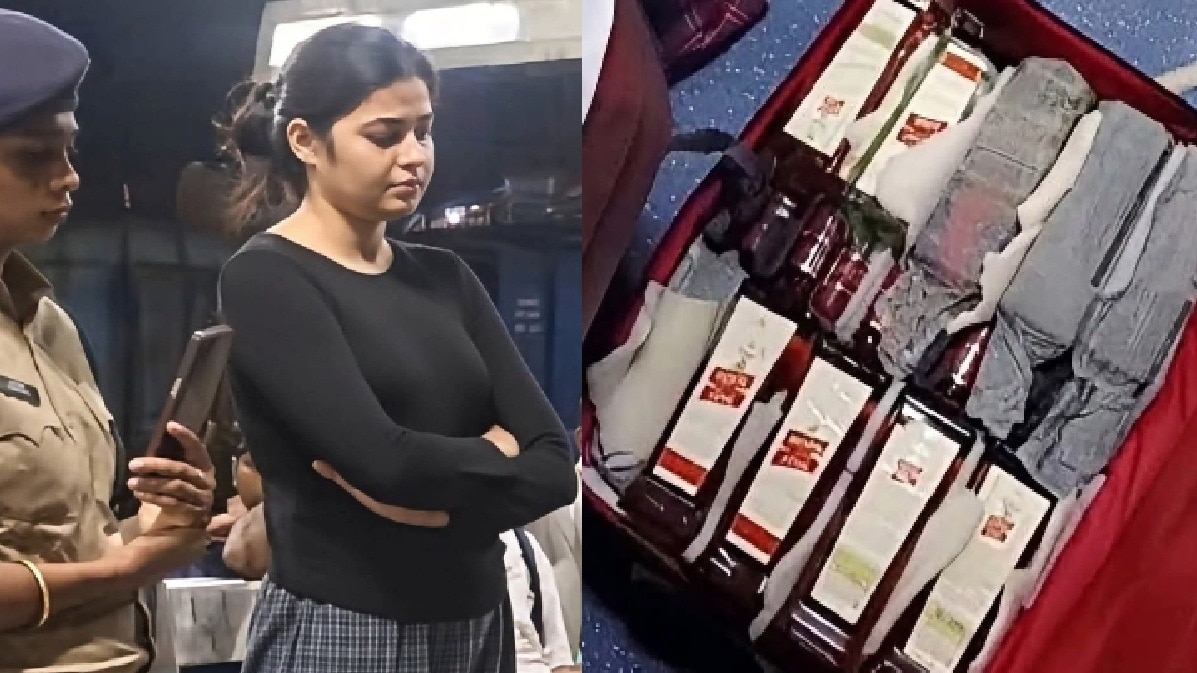 नेहा कुमारी, जिसे शराब तस्करी के आरोप में गिरफ्तार किया गया. (photo: Screengrabs)