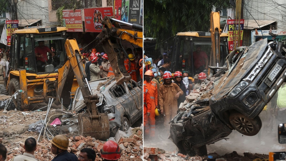 दिल्ली के सत्य निकेतन में इमारत गिरी (Photo: Reuters)