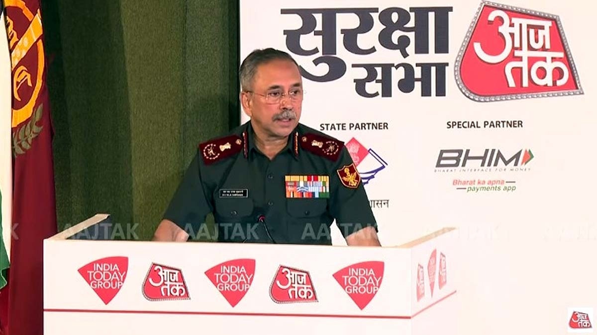 आजतक सुरक्षा सभा में बोलते सीडीएस जनरल एन.एस. राजा सुब्रमणि. (Photo: India Today Group)