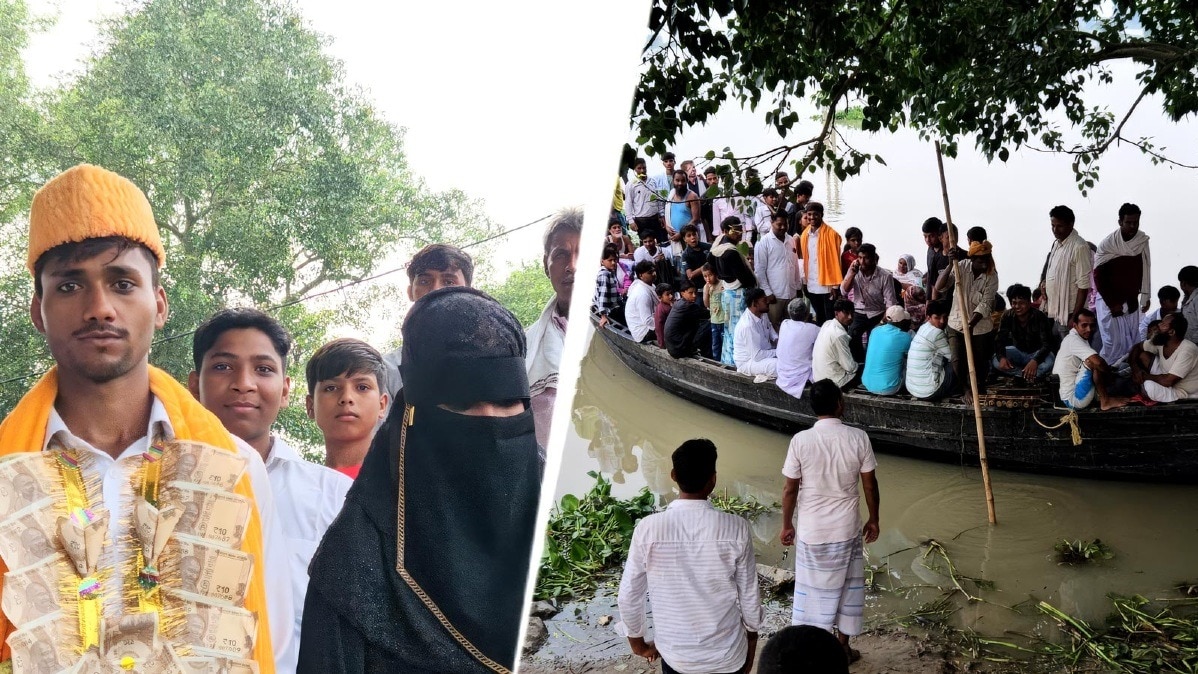 नाव से आई बारात और नाव से ही हुई दुल्हन की विदाई.(Photo:ITG)