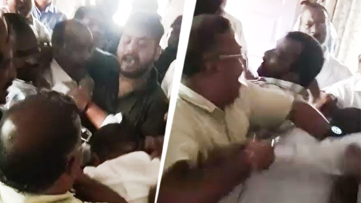 धक्का-मुक्की के बाद दोनों पक्षों में हुई जमकर मारपीट. (Photo: Screengrab)