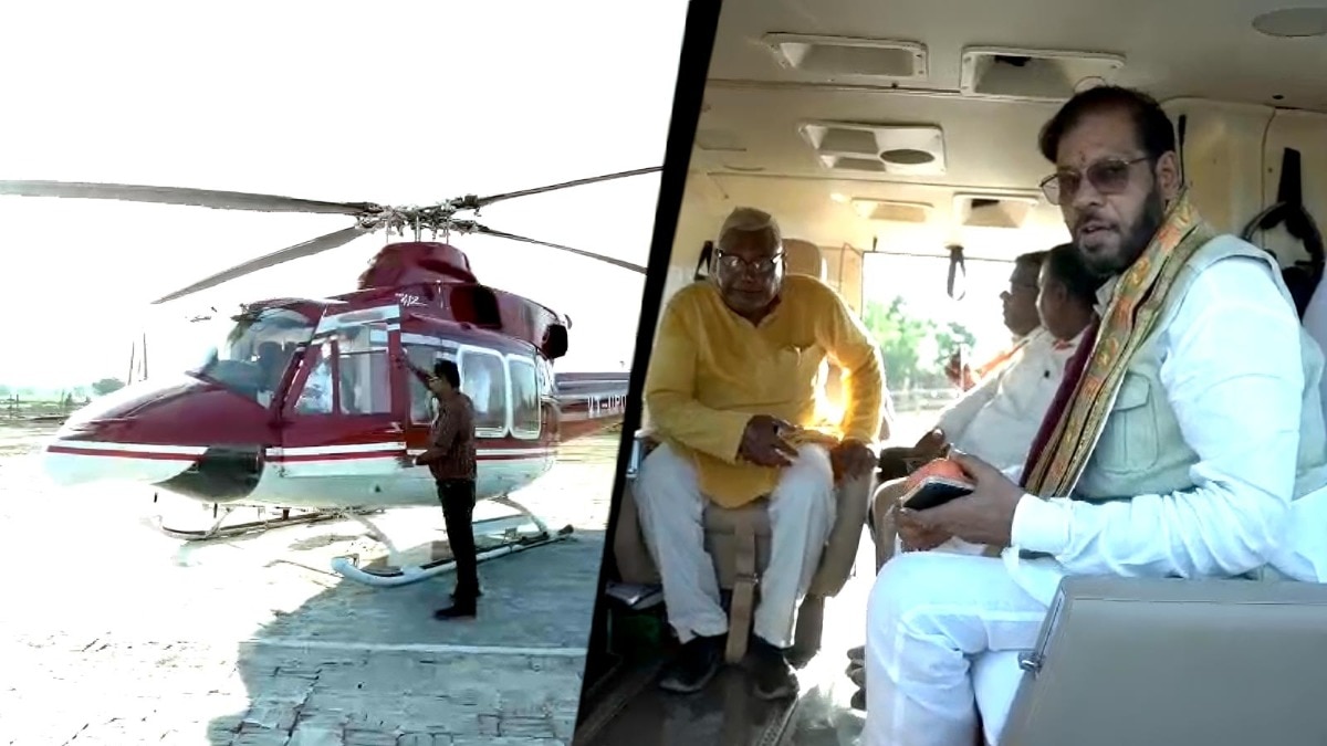 हेलीकॉप्टर से लखनऊ पहुंचे मनोज पांडेय. (Photo: Screengrab)