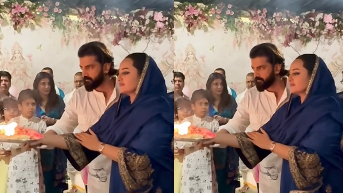 सोनाक्षी-जहीर ने की गणपति पूजा (PHOTO: Screengrab)