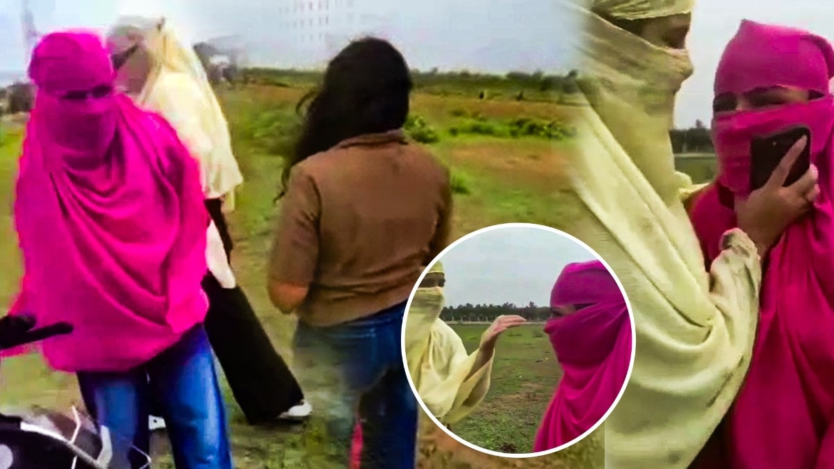 लड़कियों ने कपड़े से चेहरा ढककर छात्रा को पीटा. (Photo: Screengrab)
