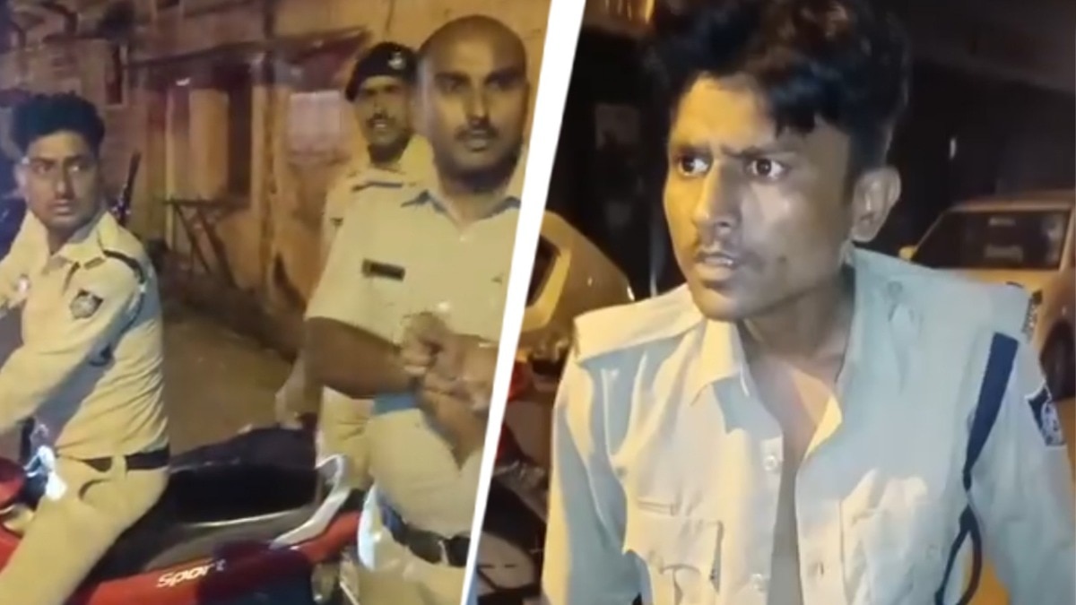 शराब पीकर कांस्टेबल ने हंगामा. (Photo: Screengrab)