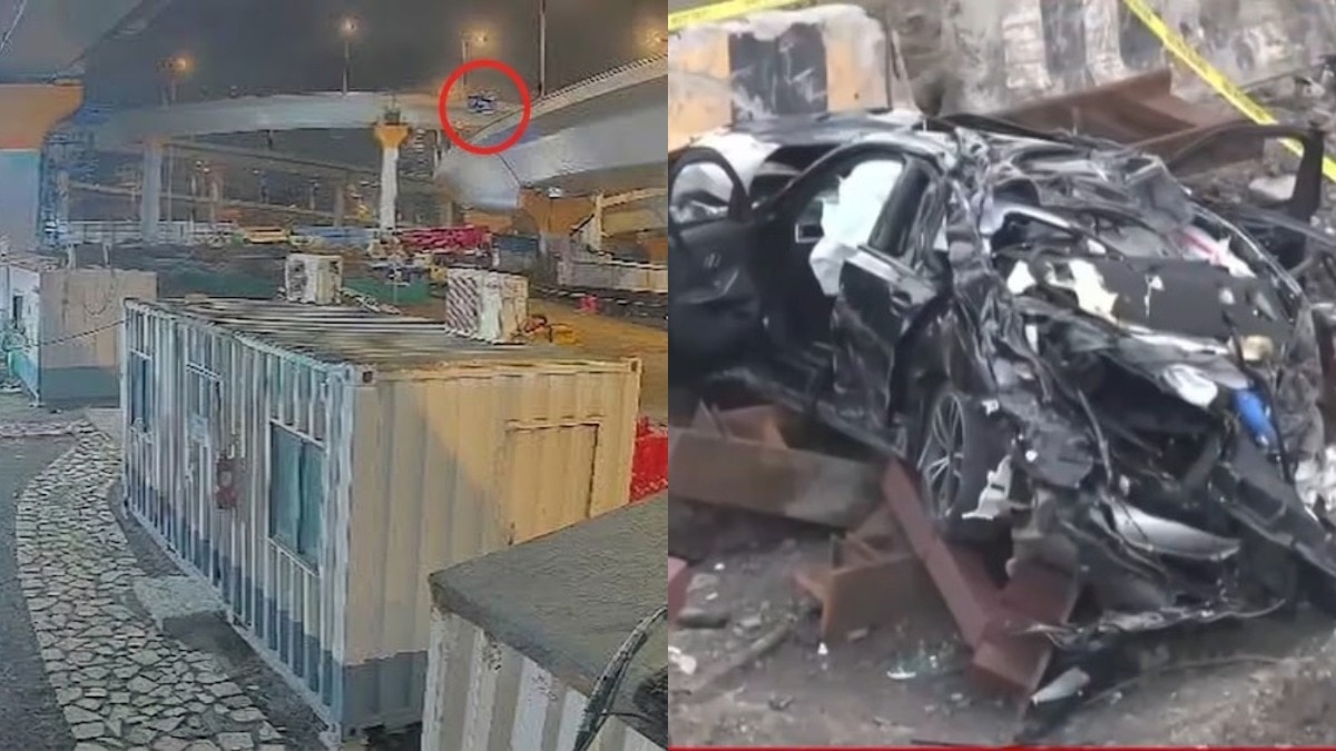 हवा में उछली, रेलिंग तोड़ी और ब्रिज से नीचे जा गिरी BMW...मुंबई का ये VIDEO देख रोंगटे खड़े हो जाएंगे