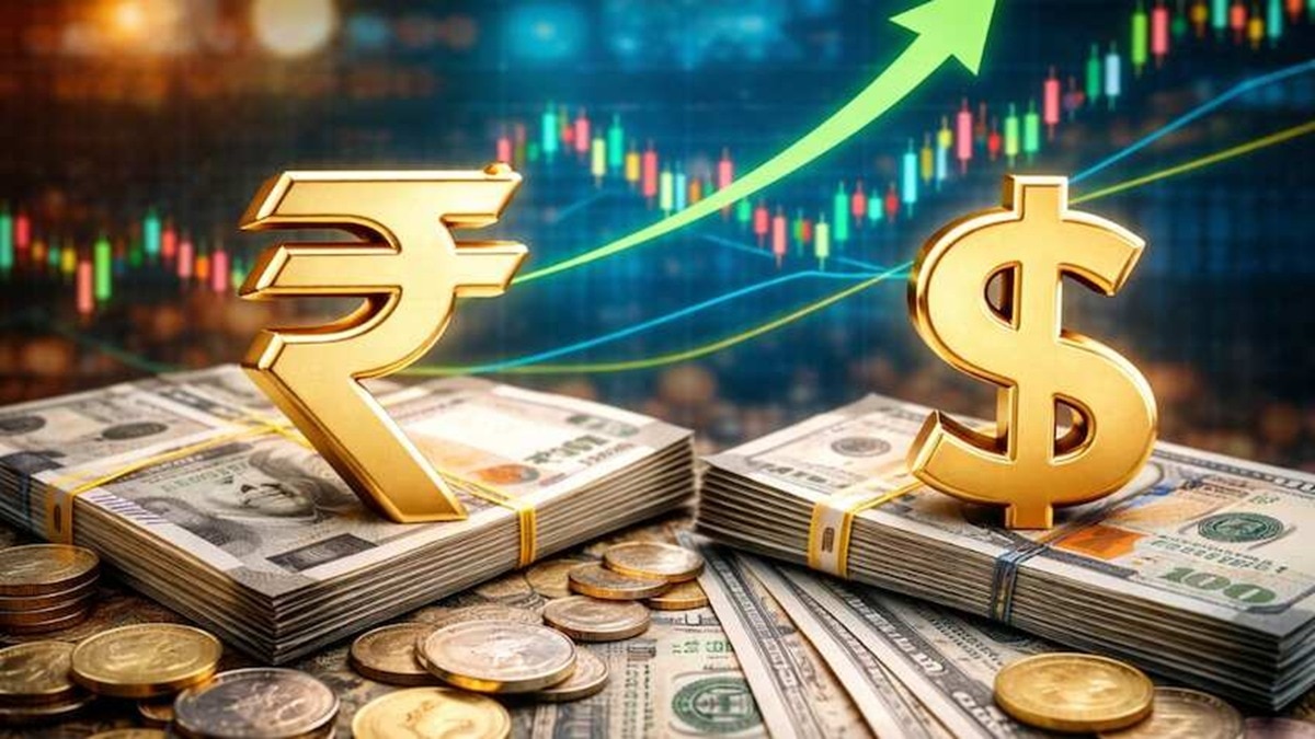 कच्चे तेल की कीमतों में गिरावट के कारण रुपया डॉलर के मुकाबले 15 पैसे मजबूत होकर 95.81 पर पहुंचा. (AI Image)