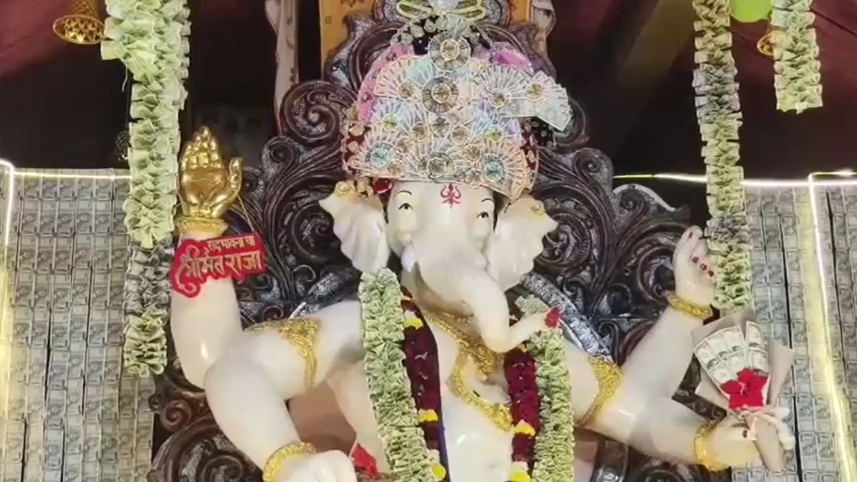 अमरेली में अमेरिकी डॉलर से किया बप्पा का श्रृंगार(screengrab)