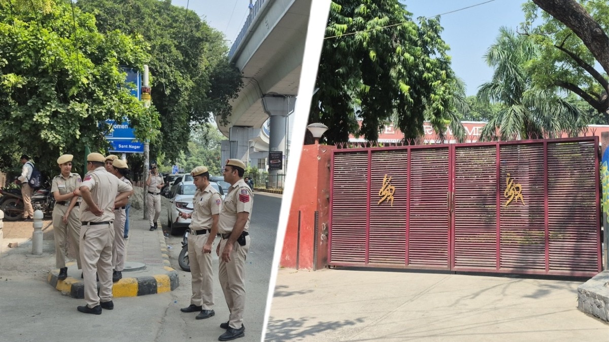 LSR कॉलेज के बाहर पुलिस पहरा. (Photo: ITG)