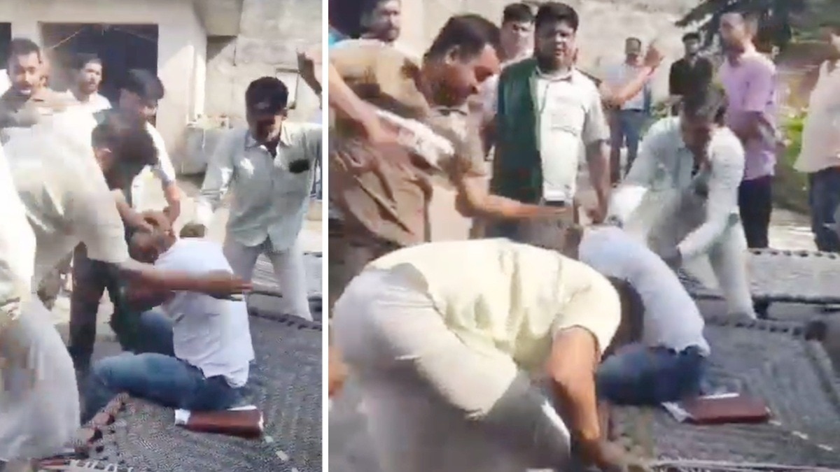 बिजनौर के चांदपुर में बिजली विभाग की टीम पर हमला.(Photo:Screengrab)