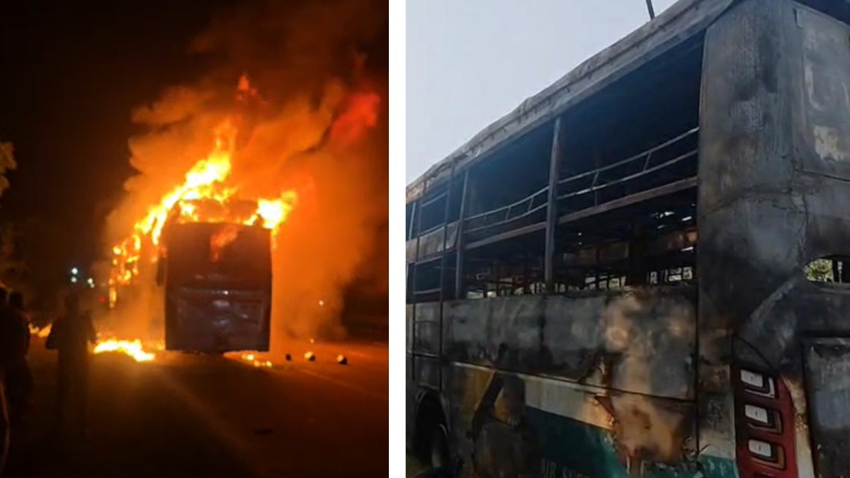 greater noida yamuna expressway sleeper bus fire incident traveller accussed driver