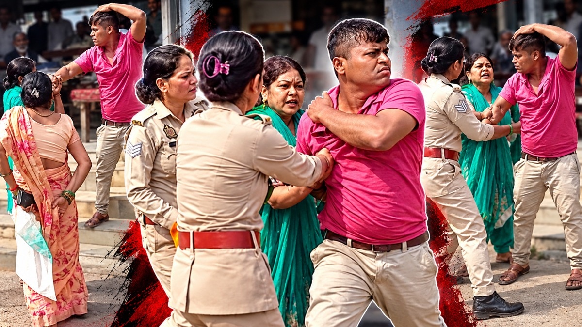 रामपुर कचहरी परिसर में पति-पत्नी के बीच मारपीट का वीडियो वायरल है (Photo: ITG)