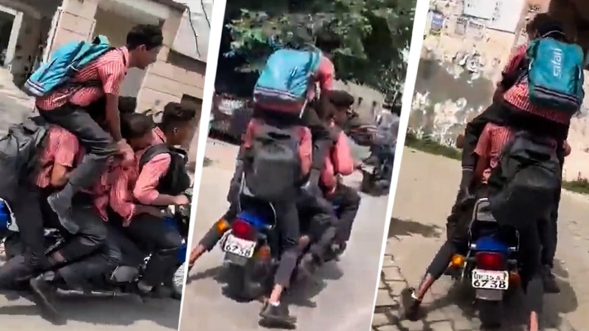 एक बाइक पर 5 नाबालिग. (Photo: Screengrab)