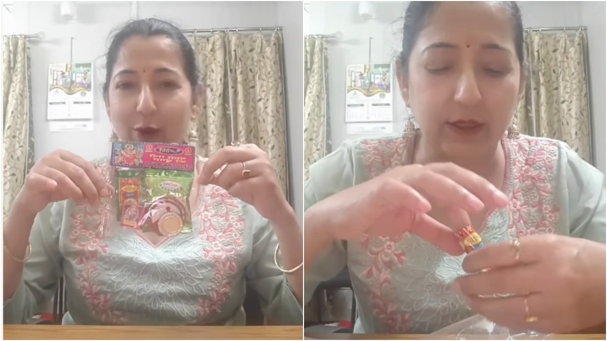 नवरात्र पर माता पर चढ़ाए जाने वाले श्रृंगार पैकेट की महिला ने दिखाई सच्चाई (Photo - Instagram/@indubalkrishana)