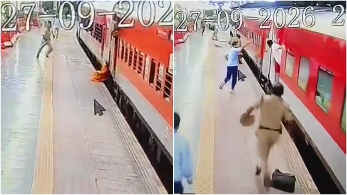 A woman was saved in the nick of time by officials at Uttar Pradesh's Prayagraj.
