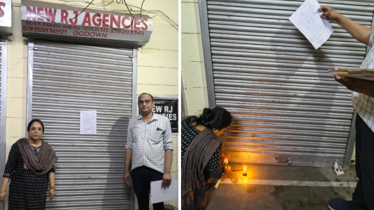 रात को दुकान सेल करते ट्रक विभाग के अधिकारी नोटिस चश्पा करते