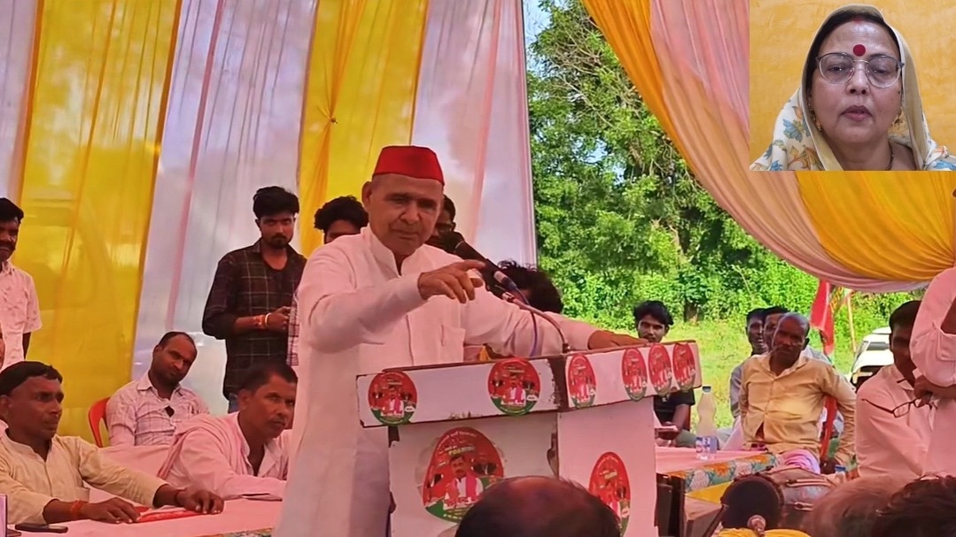 सपा नेता शराफत अली ने बीजेपी की जिला पंचायत अध्यक्ष प्रेमावती पर की टिप्पणी (Photo- ITG)  