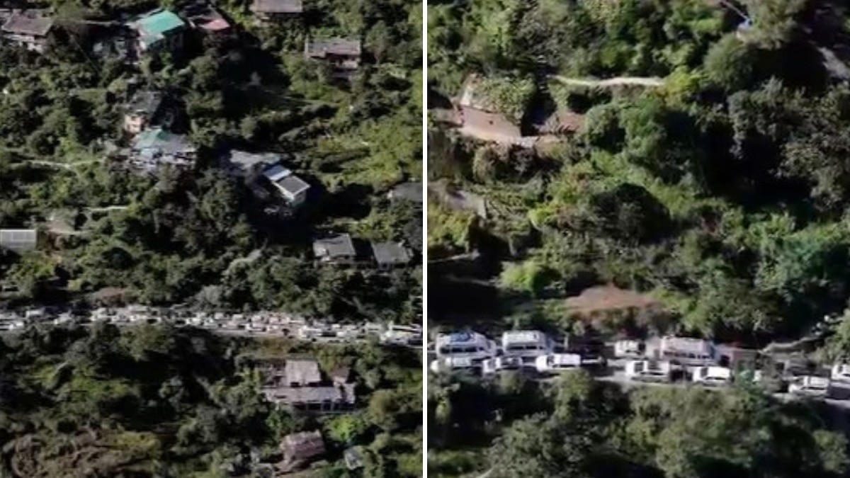 जोशीमठ के पेट्रोल पंप से लेकर मारवाड़ी तक लगा जाम (Photo: ITG)