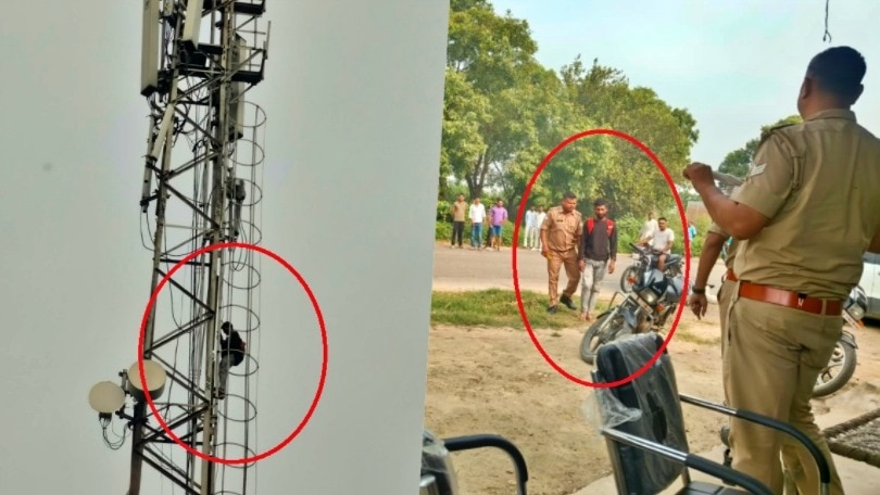 बागपत पुलिस ने प्रेमी को टावर से नीचे उतारा (Photo- ITG) 