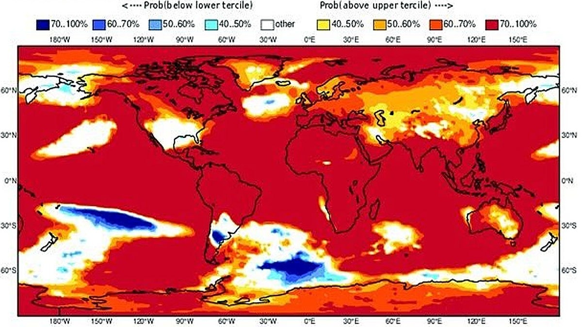 अल-नीनो अब बहुत प्रचंड हो रहा है, पूरी धरती गर्मी की चपेट में है. (Photo: ECMWF)