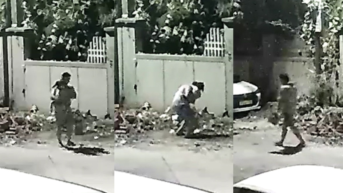 कूड़ा डालते और अनाउंसमेंट के बाद उठाते हुए सीसीटीवी फुटेज.(Photo:Screengrab)