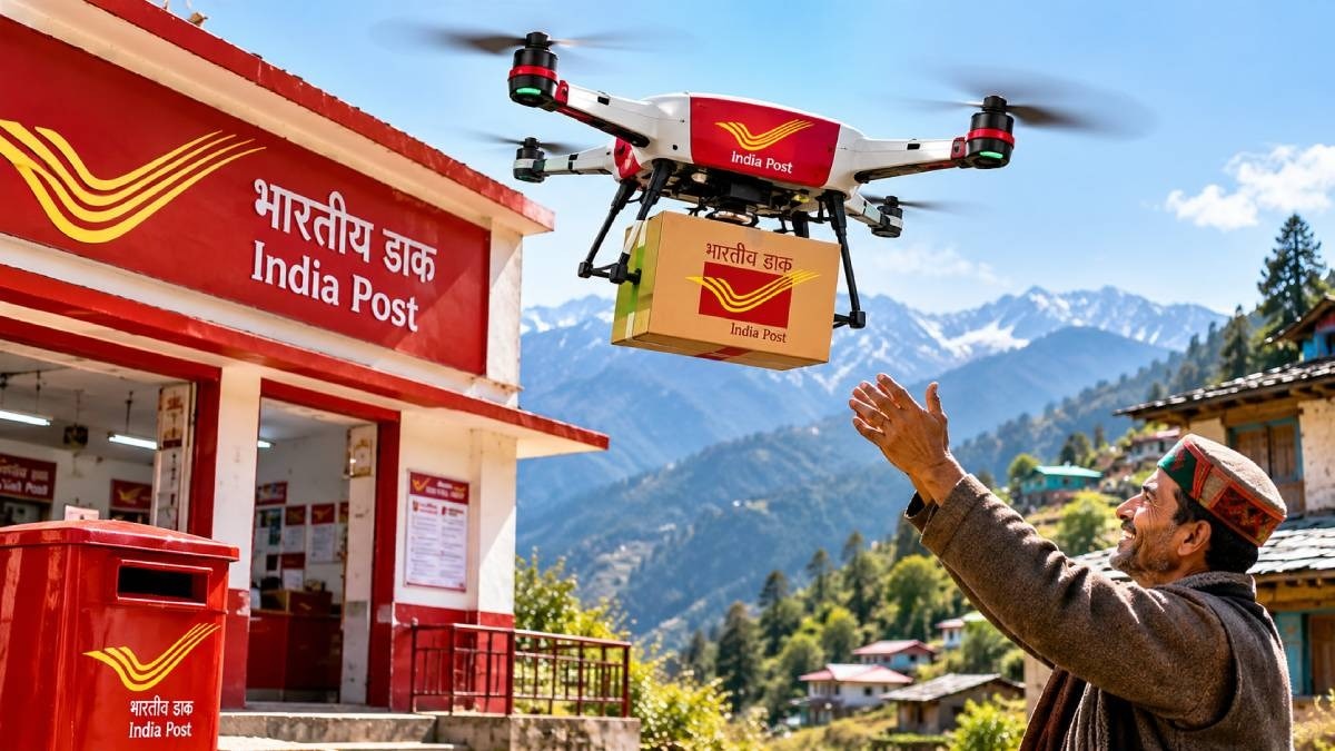 हिमाचल के पहाड़ी गांवों में अब ड्रोन से पहुंचेंगे चिट्ठी और पार्सल. (Photo: AI)