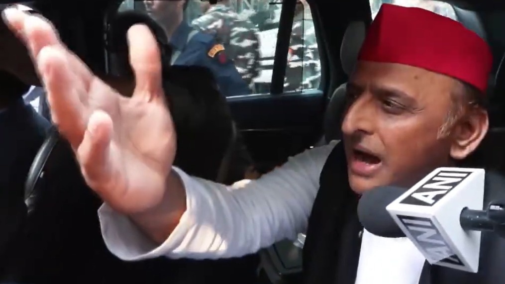Akhilesh Yadav during protest march in Delhi