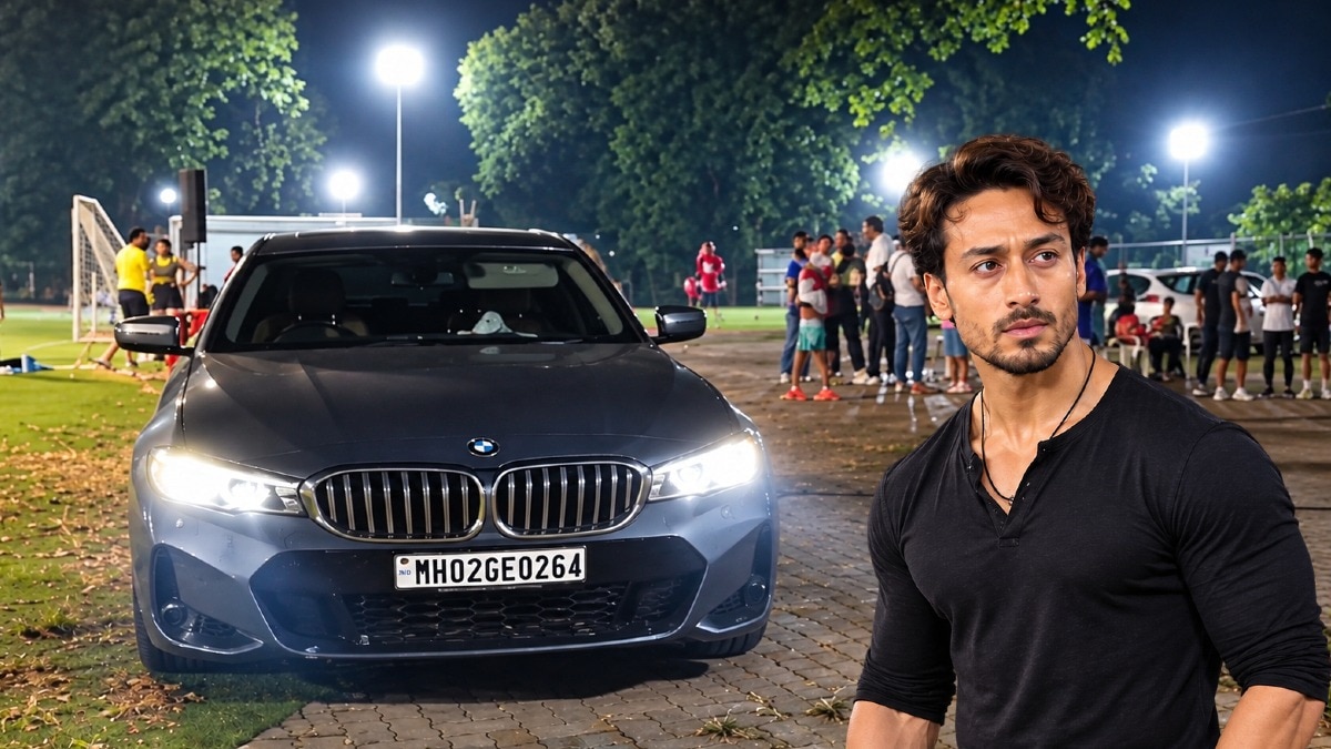 हमले के वक्त टाइगर श्रॉफ अपनी BMW 3 Series कार से घर की तरफ जा रहे थे. Photo: Screengrab