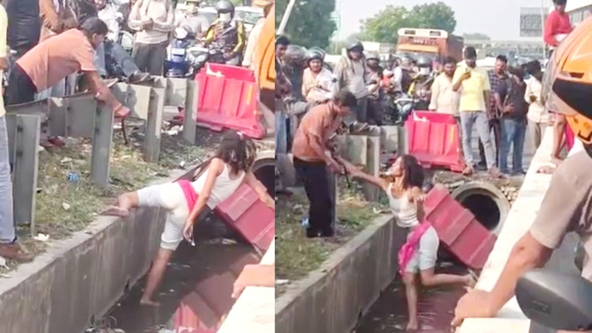 दिल्ली के महिपालपुर में NH-48 पर  घंटेभर चलता रहा हाईवोल्टेज ड्रामा.(Photo:Screengrab)