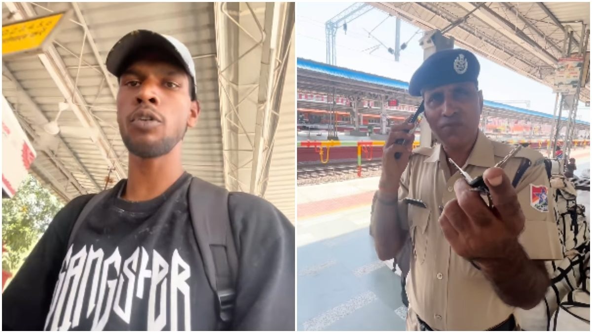 प्लेटफॉर्म पर आरपीएफ और यात्री के बीच बहस का वीडियो जारी है. (Photo: insta/aryannnmvlog)