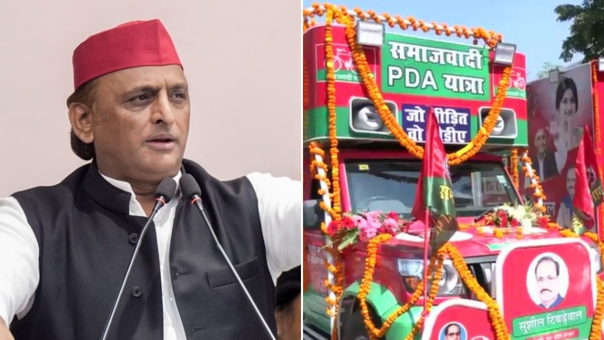 अखिलेश यादव ने PDA यात्रा रथों को नारियल फोड़कर और हरी झंडी दिखाकर रवाना किया. (Photo: PTI, ITG)