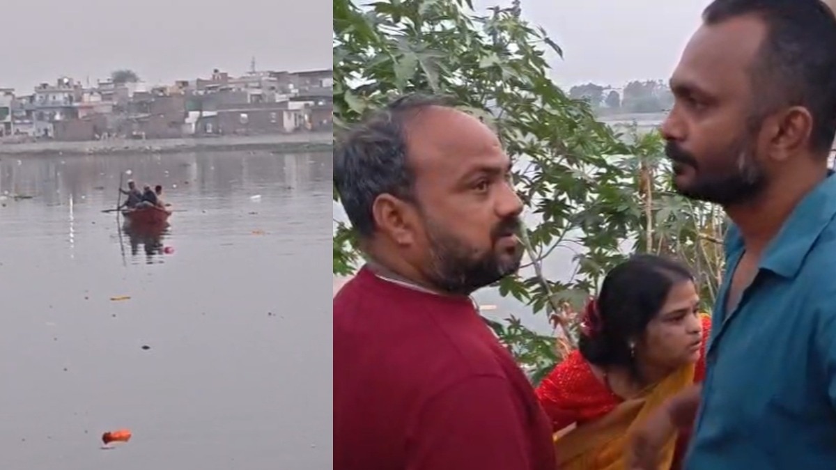 दुर्गा प्रतिमा विसर्जन के दौरान हादसा. (Photo- ITG)