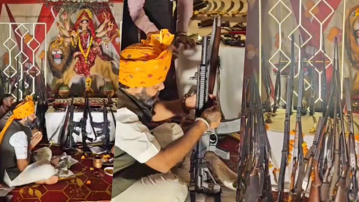 बृजभूषण राजपूत की शस्त्र पूजा (Photo- ITG) 