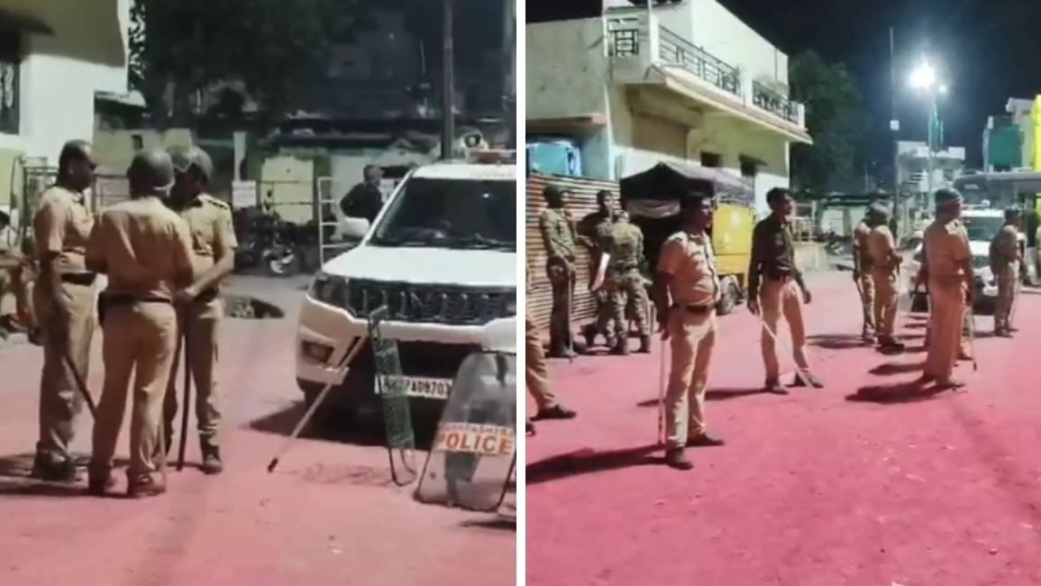 विसर्जन के दौरान जुलूस पर पथराव हुआ (Photo-ANI)