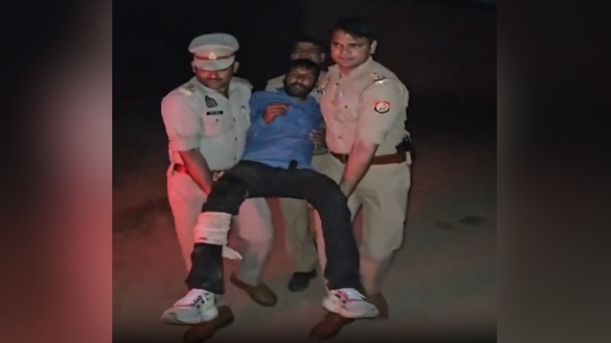 नोएडा एसटीएफ की बदमाशों से मुठभेड़. (Photo: Screengrab)