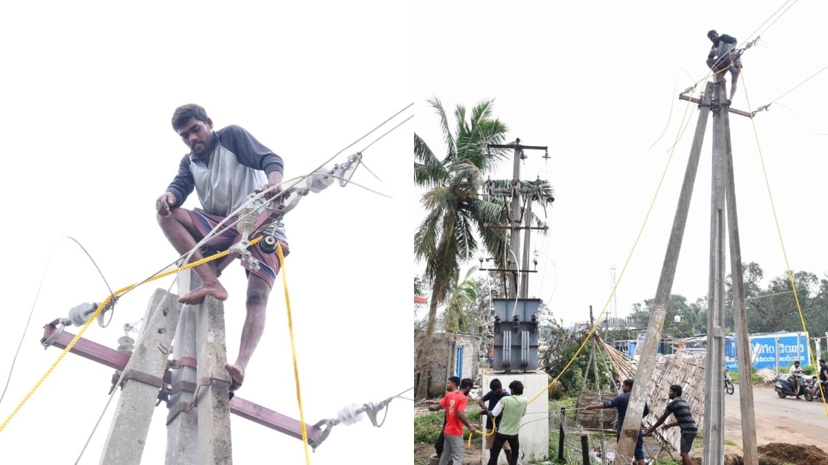चक्रवात अर्नब के बाद आंध्र प्रदेश में बिजली, सड़क और संचार व्यवस्था बहाल करने का काम जारी.(Photo- ITG)