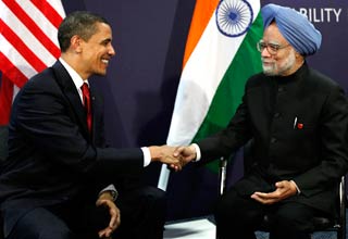 प्रधानमंत्री मनमोहन सिंह और राष्‍ट्रपति बराक ओबामा